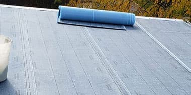Roll of roofing underlayment ready for installation